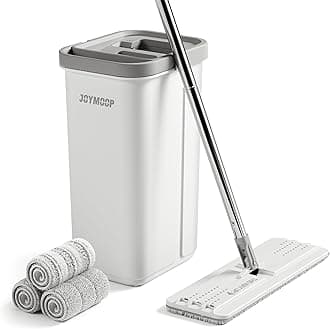 JOYMOOP Mop and Bucket Wringer Set Hands-Free Flat Floor Mop and Bucket with 3 Washable Microfiber Pads, Mopping System for Wiping and Cleaning Floors, Suitable for Both Dry and Wet Use