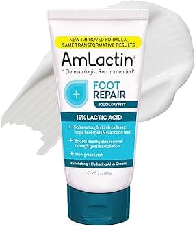 Foot Repair Cream - Therapeutic Foot Cream for Dry Cracked Heels and Feet - Callus Softener - No-Scrub Exfoliator and Moisturizer with 15% Lactic Acid AHA - 3 oz (Packaging May Vary)