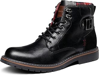 Men's Work & Motorcycle Boots, Classic Riding Hiking Walking Short Ankle Lace Up Shoes for Boy