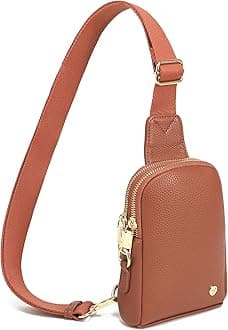 Travel Small Sling Bag Faux Leather Crossbody Bags Purses Women Fanny Packs Cross Body Bag for Woman Gifts, Brown Coffee, Small