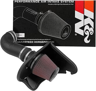K&N Cold Air Intake Kit with Washable Air Filter: 2016-2019 Chevy Camaro SS, 6.2L V8, Black HDPE Tube with Red Oiled Filter, 63-3092