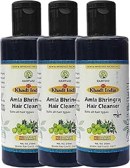 Khadi Natural Herbal Amla and Bhringraj Shampoo, 210 ml (Pack of 3)