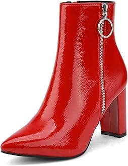 DREAM PAIRS Women's Pat Chunky High Heel Ankle Booties Sianna-3