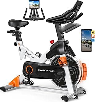Magnetic Exercise Bike, Quiet Stationary Bike with App and 350lbs Weight Capacity, Indoor Cycling Bike with LCD Monitor and Tablet Holder, Heavy Duty Workout Bike for Home Gym Weight Loss Fitness Bike, Adjustable Magnetic Resistance Silent Belt Driver,