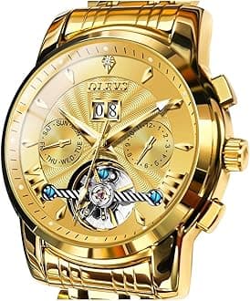 Men's Casual Fashion Waterproof Gold Stainless Steel Band Quartz Gold Watches Gifts for Men