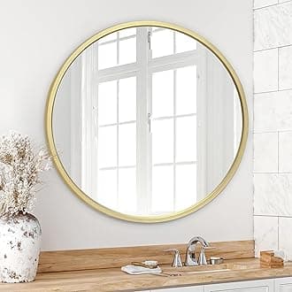 Americanflat 32" Round Mirror - Hanging Mirrors with Durable Frame - Modern Mirror for Bathroom, Bedroom, Living Room - Mirrors for Wall Display and Home Decor - Gold
