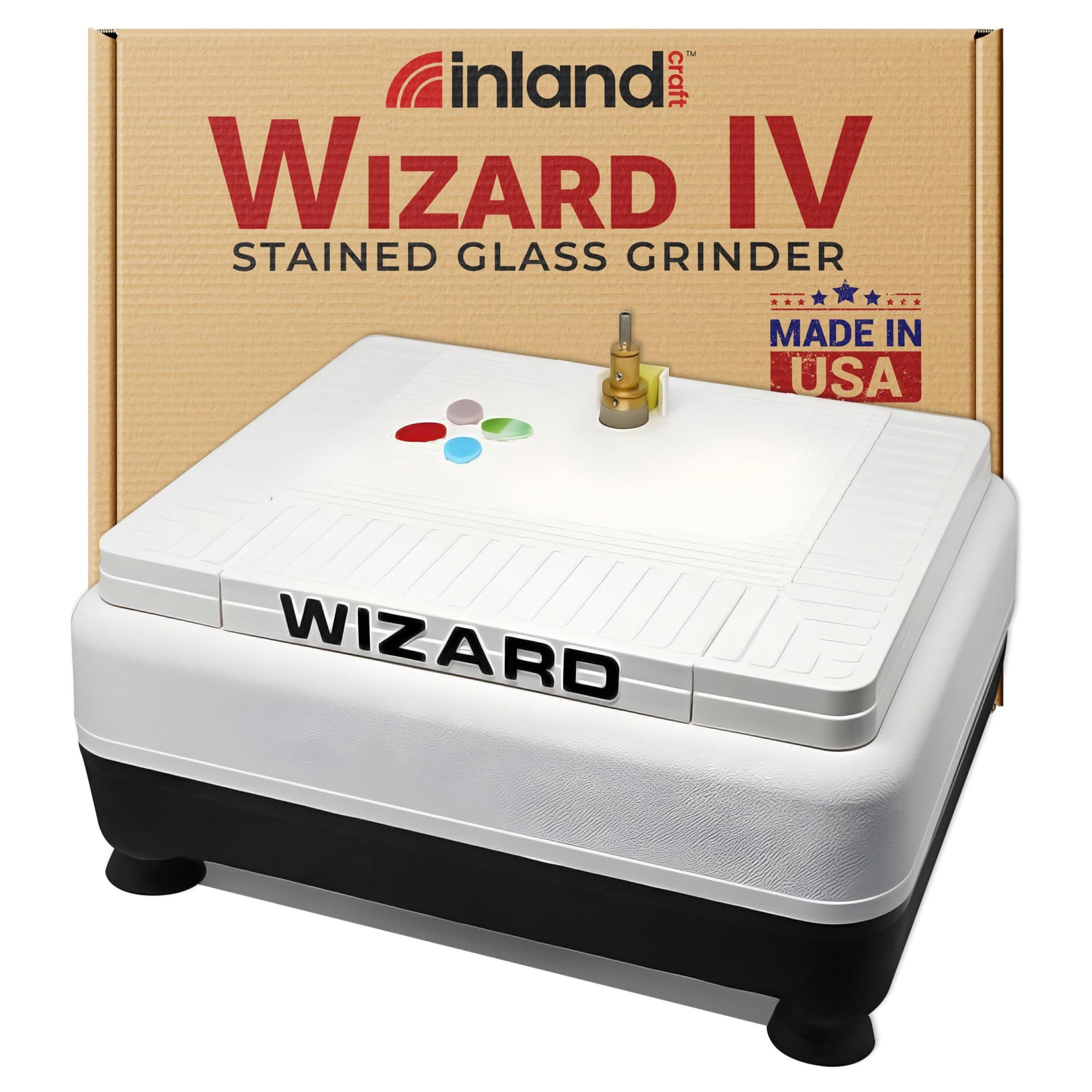 Wizard IV Glass Grinder, Precision Tool for Edging, Shaping & Drilling, Essential Machine for Mosaics, Jewelry & Craft, Includes 2 Diamond Grinding Bits, Portable and Durable, 115V Only