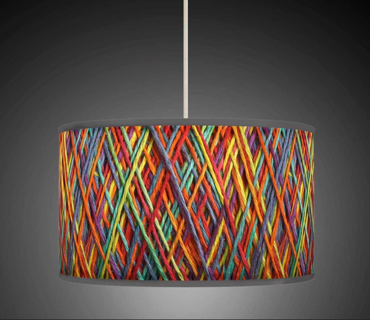 30cm String Effect Orange Yellow Blue Retro Handmade Giclee Style Printed Fabric Lamp Drum Lampshade Floor Ceiling Pendant Light Shade 602
