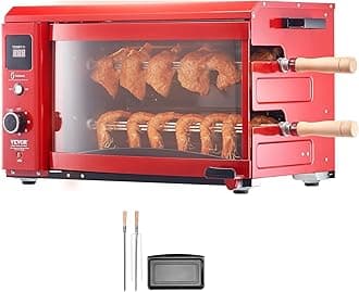 VEVOR Shawarma Grill Machine, 2 String Capacity BBQ Cooking Machine Shawarma Chicken Electric Rotisserie Oven Gyro Rotisserie Doner Kebab for Home Restaurants Kitchen Parties