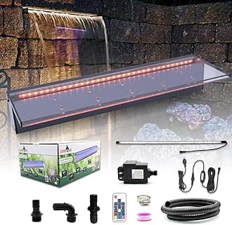LongrunWaterfall Spillway Multi-Color LED Light Outdoor Pool Fountain, Acrylic Water Spillway Koi Pond Waterfalls Fountains Kit for Garden Koi Ponds Patio Swimming Pool Decoration-23.6"