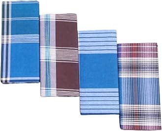 KAKUMANU Men's Cotton Multi Color Lungis for Men 2 meter Checks Colours (Set of 4 Multi Colour)