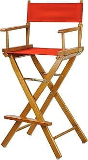 30" Director's Chair Honey Oak Frame-with Red Canvas, Bar Height