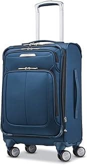 Solyte DLX Softside Expandable Luggage with Spinner Wheels, Mediterranean Blue, Carry-On 20-Inch