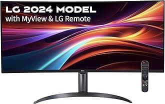 LG 34" Curved WQHD VA Black Monitor with Built-in Speaker, (3440x1440) 100Hz, 5ms, Ultrawide MyView Streaming, Airplay2, Magic Remote, 34SR65QC-B WebOS 2024 Model (Renewed)