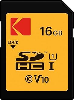 KODAK SDHC Card 16GB UHS-I U1 V10 Premium, up to 85MB/s Read Speed, for Full HD Video and High-Resolution Pictures, Compatible with SDHC Standard - EKMSD16GHC10K
