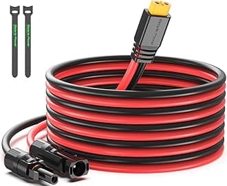 Bateria Power Solar to XT60 Charge Extension Cable 10AWG 10Ft, Solar Connector to XT60 Adapter Cable for Solar Panel to LiFePO4 Battery RV Portable Power Station Solar Generator,10AWG 10Ft