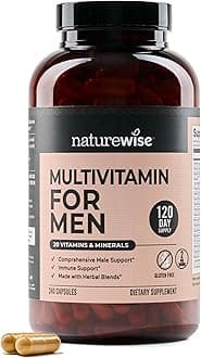 NatureWise Multivitamin for Men - Daily Male Support - Minerals & Herbs for Energy, Performance, Immunity - with Vitamin A, C, D, B-Complex - Soy & Gluten-Free, Non-GMO - 240 Capsules[6-Month Supply]
