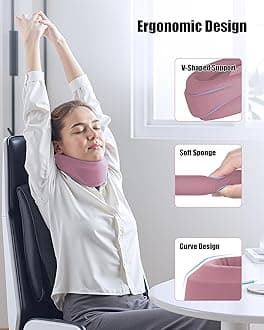 BLABOK Neck Brace for Sleeping - Cervical Collar Relief Neck Pain and Neck Support Soft Foam Wraps Keep Vertebrae Stable for Relief of Cervical Spine Pressure Pink (10.6-12.6 inch)