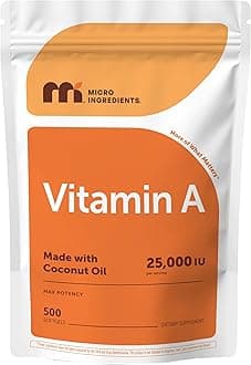 Maximum Strength Vitamin A 25000 IU | 500 Softgels with Coconut Oil for Better Absorption | Essential Vitamins for Vision, Growth, & Reproduction | Non-GMO, Easy to Swallow