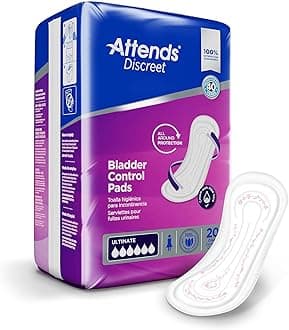 Attends Discreet Incontinence Care Women's Bladder Control Pads with Advanced DermaDry Technology, Ultimate Absorbency, 15" long, 200 Count
