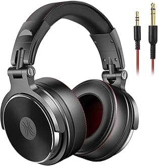 Hi-Res Over Ear Headphones for Studio Monitoring and Mixing, Sound Isolation, Protein Leather Earcups, 50mm Driver Unit, Wired Headphones for AMP Guitar Keyboard (Pro-50 Black)