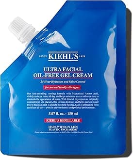 KIEHL'S Ultra Facial Oil-Free Gel Cream, 150 ml Refill, Refreshing Face Cream for Oily Skin, Up to 24 Hours Moisturising Gel Cream, Shine Softening and Cooling