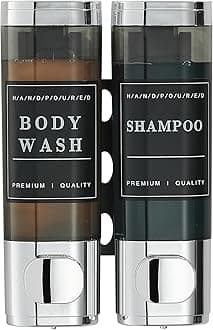 Shampoo and Conditioner Dispenser, Shower Soap Dispenser 2 Chamber No Drill Wall-Mounted Shampoo Dispenser for Shower Wall Mounted Shower Dispenser for Bathroom Hotel Large Capacity,Chrome