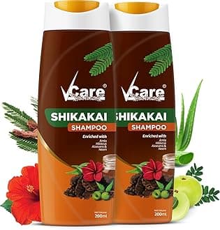 VCare Shikakai Shampoo, 200ml with Goodness of Aloe Vera & Neem, Amla, Hibiscus, Shikakai | Control Hair Fall and Hair Damage |For Men And Women Pack of 2