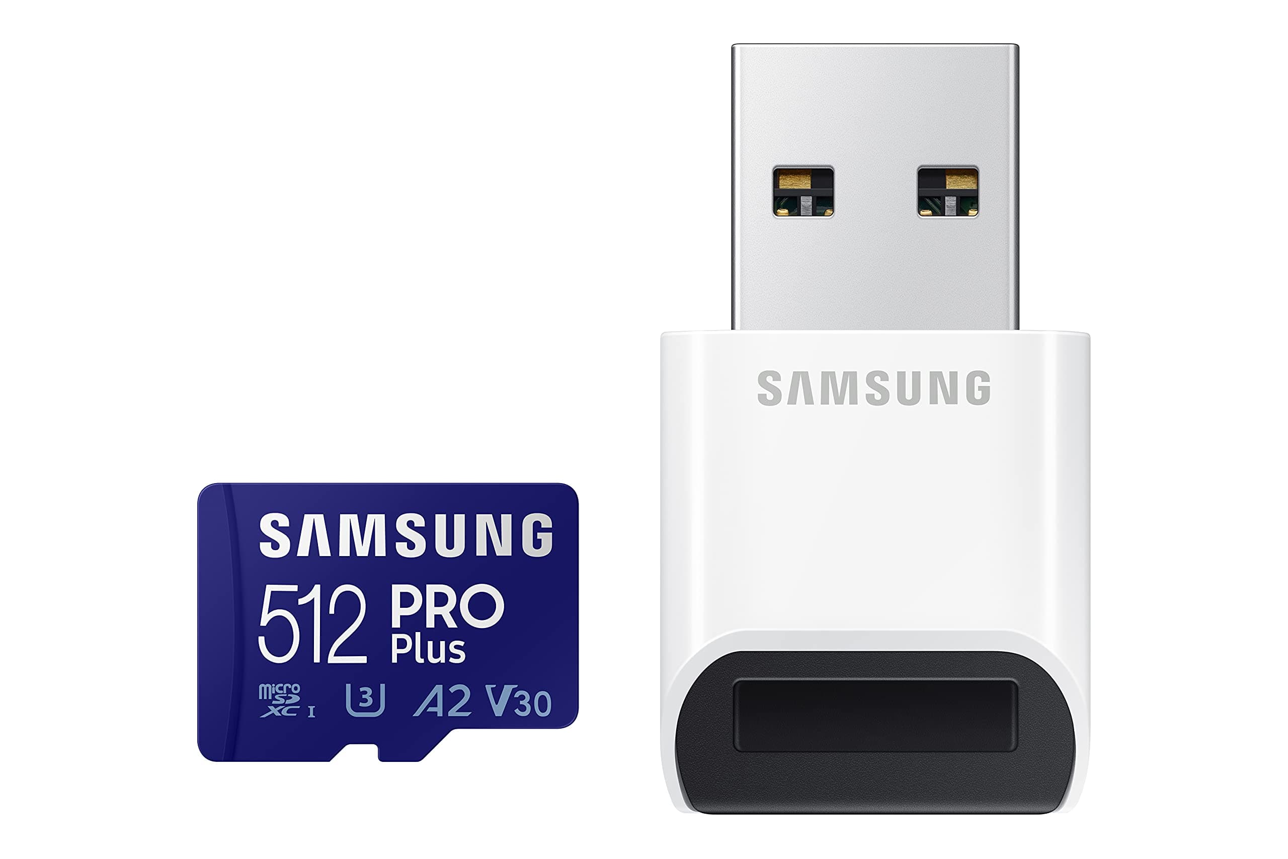 Samsung PRO Plus + Reader 512GB microSDXC Up to 160MB/s UHS-I, U3, A2, V30, Full HD & 4K UHD Memory Card for Android Smartphones, Tablets, Go Pro and DJI Drone (MB-MD512KB/AM)