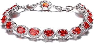 Oval Ladies Tennis Bracelet Inlay Garnet White Topaz Amethyst Citrine Peridot Pink Topaz 7 to 8 inch