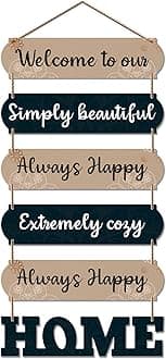 Artvibes Home Quote Decorative Wall Art MDF Wooden Wall Hanger for Livingroom | Bedroom | Gifts | Home Decoration | Modern Decor Items | Artworks Wall Hangings Ornaments (WH_6609N), Set of 6