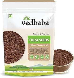 Vedbaba Tulsi Seeds for Eating - 150g | Shyama Tulsi Manjari Beej | Holy Basil Seeds (Edible) | Tukhme Rehan | Natural & NON-GMO