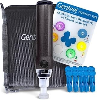 Genteel Plus - Pain Free Vacuum Lancing Device for Diabetes Testing - Blood Sugar, Glucose, Ketone, and DNA Home Tests (Buff Black)