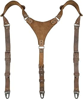 Hipster Style Suspenders with Adjustable Straps, Full Grain Leather, Handmade