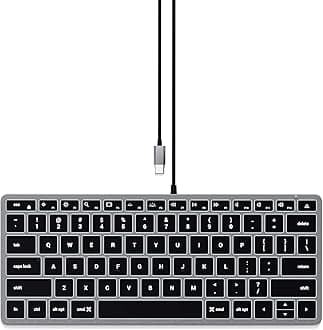 Slim W1 Wired Backlit Keyboard, Illuminated Keys & USB C Connection, for MacBook Air/Pro M5/M4, iPad Air/Pro M5/M4/M3, iPad mini, Mac mini, iMac and More