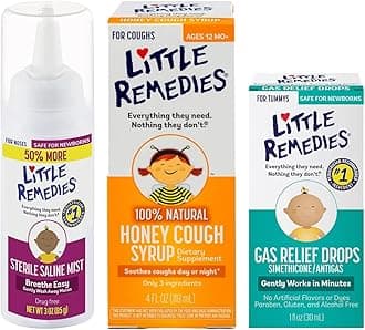 Little Remedies Honey Cough Syrup (4oz), Gas Relief Drops (1oz), & Sterile Saline Nasal Mist (3oz) (1Ea) Variety Pack