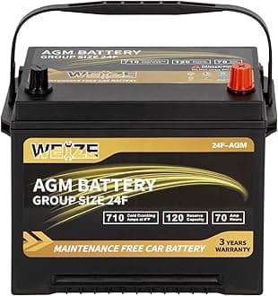 - Platinum AGM Battery BCI Group 24F Automotive Battery, 120RC, 710CCA, 36 Months Warranty, Dimensions 10.75" L x 6.81" W x 8.98" H