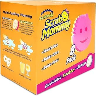 Scrub Daddy Dual Sided Sponge and Scrubber - Scrub Mommy - Scratch Free Sponge for Dishes and Home, Soft in Warm Water, Firm in Cold, Odor Resistant (8 Count (Pack of 1))