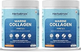 Herbal max Hydrolyzed Marine Collagen Supplement - 480g With Hyaluronic Acid, Vitamin C & E, Biotin Supports Healthy Skin, Hair, Nails, Bone & Joint | Type 1 and Type 3 Collagen Peptides |