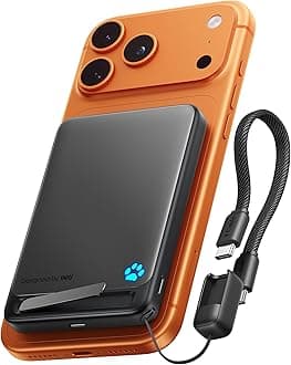 INIU for MagSafe Portable Charger, Qi2 Certified, Slimmest 15W 10000mAh Magnetic Power Bank, with USB C Cable & Stand, Fast Charging MagSafe Compatible Battery Pack for iPhone 17 16 15 14 13 12 OnlyClimatePartner certified