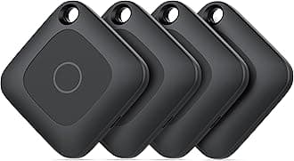 Hoxe Air Tracker, Key Finder Works with Find My App (iOS Only), Bluetooth Tracker Tag for Keys, Luggage, Suitcases and Pets, Loud Beep, Worldwide Tracking, Replaceable Battery, 4-Pack