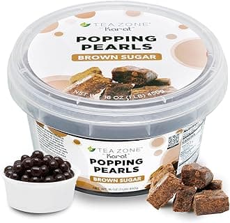 Tea Zone [1 Pound] Brown Sugar Popping Pearls, Bursting Pearls for Teas, Shakes, Smoothies, Dessert Toppings