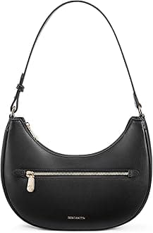 BOSTANTEN Small Crescent Shoulder Bag for Women Vegan Leather Purses Cute Handbag with Front Zip Pocket