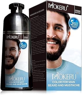 Hair Color Shampoo for Men's Mustache & Beard, Black, Gel, Permanent, 5 Minutes Color Dye, Long Lasting, Black, Suitable for Black Hair