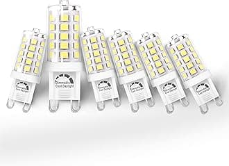 G9 LED Bulb Dimmable 5W 6000K Daylight Bright White, G9 40 Watt Halogen Replacement, AC120V G9 Bipin Base LED Bulbs for Chandelier Light, 0-100% Dimmable, No Flicker, 400LM(6pack)