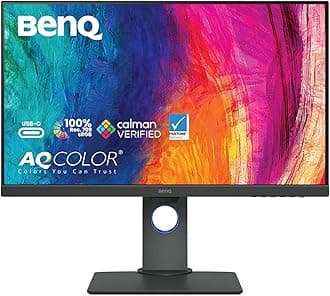BenQ PD2705Q AQCOLOR 27" QHD 1440P Mac-Ready Monitor, 100% Rec.709 & sRGB, IPS, DeltaE ≤3, Uniformity, Factory-Calibrated, AQCOLOR, Pantone, Ergonomic, DisplayPort, USB-C(65W), USB Hub, Daisy Chain