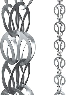 Rain Chains Direct - Modern Loop Rain Chain - 8.5 FT - Durable Milled Aluminum (Gray) - Premium Rain Chains for Gutters