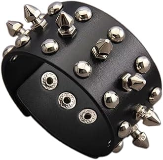 GelConnie Leather Cuff Bracelet Punk Braided Bracelets Rock Leather Wristbands Faux Mens Leather Bracelet Gothic Viking Bangle Adjustable Wrap Bracelet for Women, Men