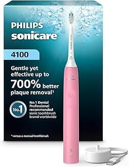PHILIPS Electric Toothbrush Sonicare 4100, Rechargeable Electric Toothbrush with Pressure Sensor, Hot Pink HX3681/26