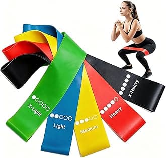 Resistance Loop Exercise Bands Set of 5-5 Different Resistance Levels Workout Bands, Elastic Stretch Bands for Legs, Glutes, Yoga, Pilates, Physical Therapy & Strength Training